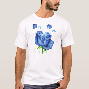 Blue Rose Flower Painting - Multi T-Shirt
