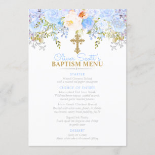 Blue Rose Garden Baptism Custom 5x7 Event Menu