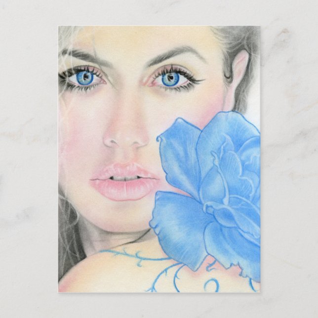 Blue Rose Girl Illumination Postcard (Front)