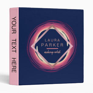 Blue Rose Gold Circle Geometric Monogram Girly Binder