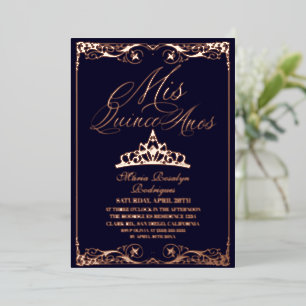 Blue & Rose Gold Elegant Quinceanera Photo Foil