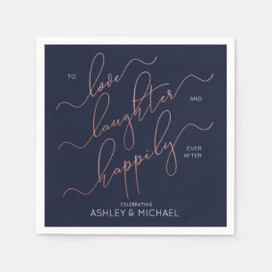 Blue Rose Gold Engagement Party Happily Ever After Napkin