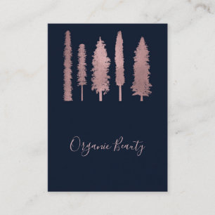 Blue & Rose Gold Pink Forest Woodsy Trees Rustic Business Card
