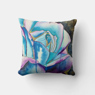 Blue Rose gothic original art Throw Pillow