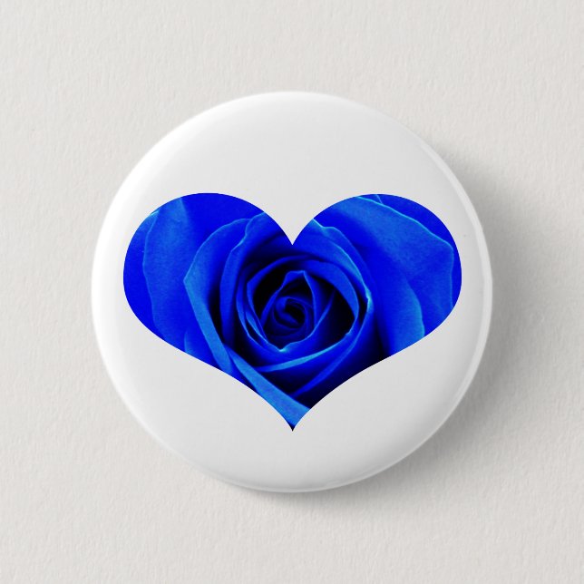Blue Rose Heart Button (Front)