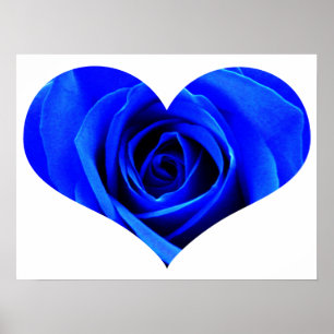 Blue Rose Heart Poster