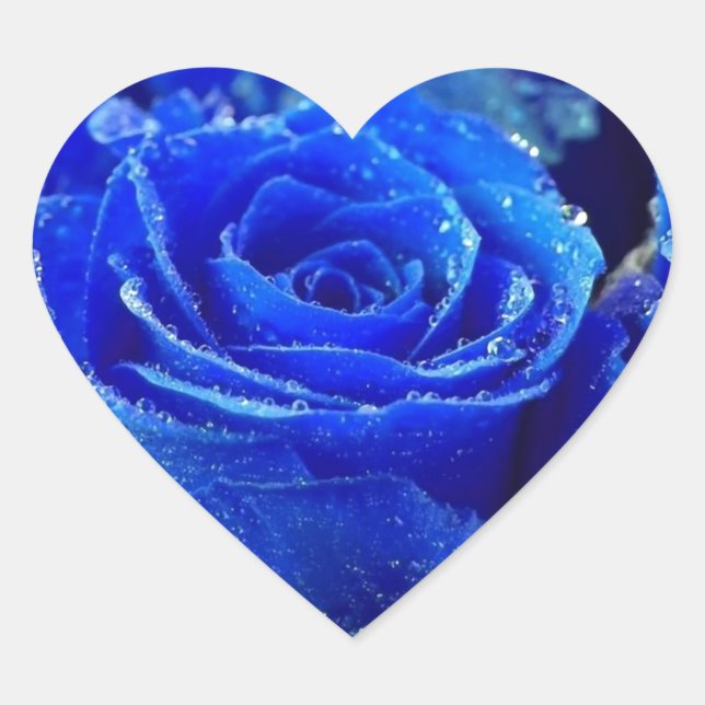 Blue Rose Heart Sticker (Front)