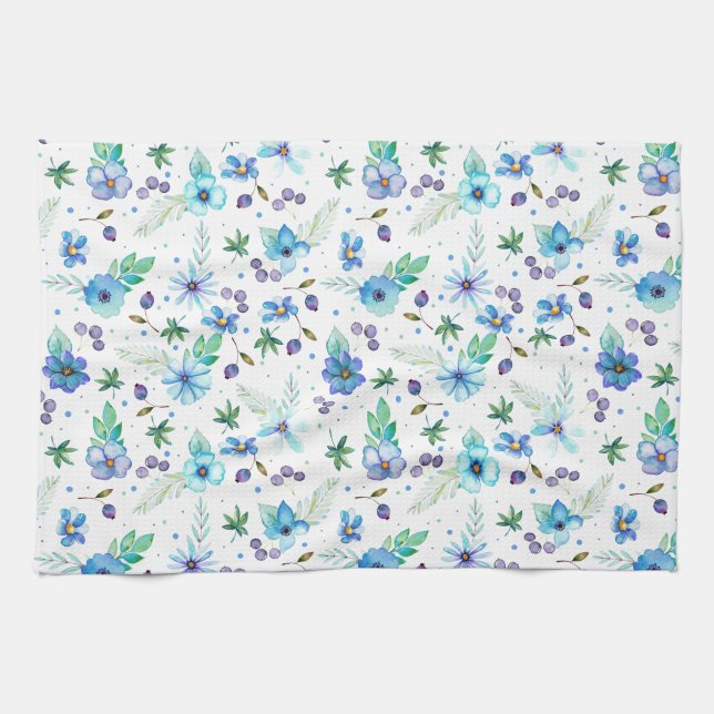 Blue rose kitchen towel (Horizontal)