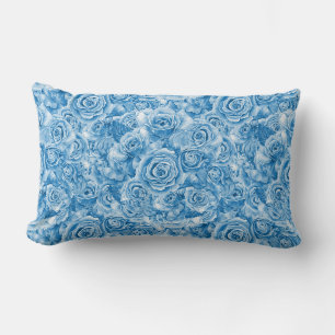 Blue Rose Lumbar Pillow 13"x21"