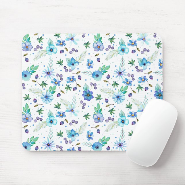 Blue rose mouse pad (With Mouse)