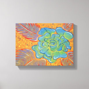 Blue Rose Oil Painting Canvas Print