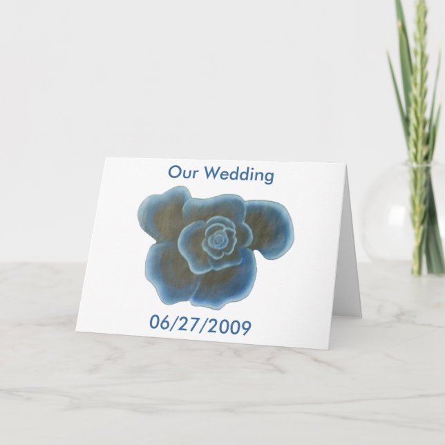 Blue Rose, Our Wedding, invitation cards (Front)