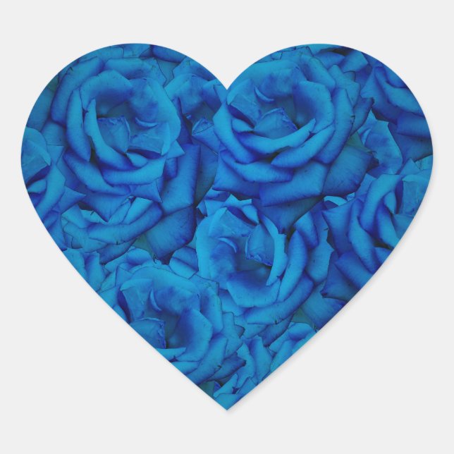Blue Rose Pattern Heart Sticker (Front)