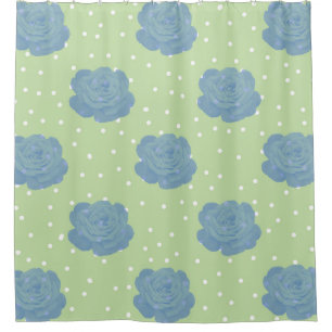 Blue rose pattern on green backround