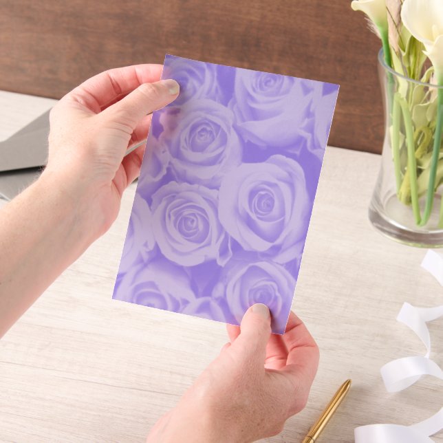 Blue Rose Pattern Vellum Paper Overlay for Wedding Vellum Invitations (Handheld)