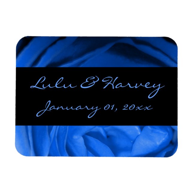 Blue Rose Personal Wedding Magnet (Horizontal)