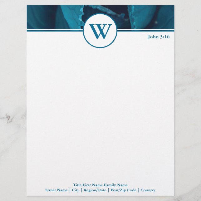 BLUE ROSE Personalized Business Letterhead (Front)