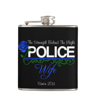Blue Rose Police Wife custom Flask