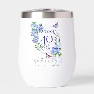 Blue Rose Ribbon 40th Birthday