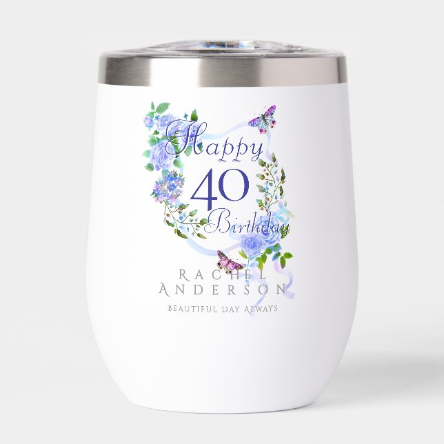 Blue Rose Ribbon 40th Birthday (Avant)