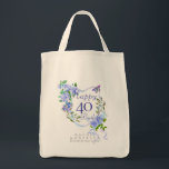 Blue Rose Ribbon 40th Birthday Tote Bag<br><div class="desc">Lovely and elegant rose with butterfly.</div>