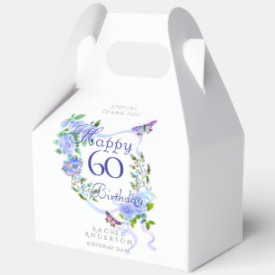 Blue Rose Ribbon 60th Birthday  Favor Box