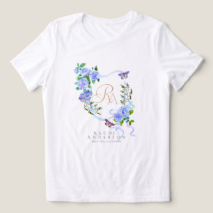 Blue Rose Ribbon Chic Monogram Tri-Blend Shirt