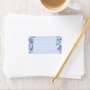 Blue Rose Ribbon Monogram Wedding Invitation Label