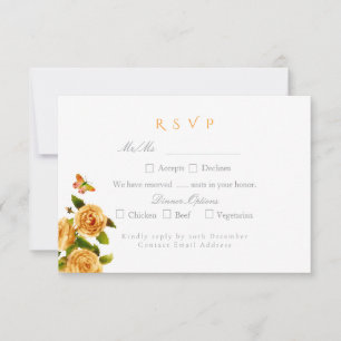 Blue Rose Ribbon Monogram Wedding RSVP Card