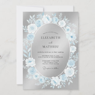 Blue Rose Romance Wedding Invitation