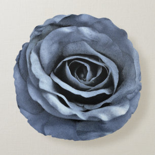 Blue Rose Round Pillow
