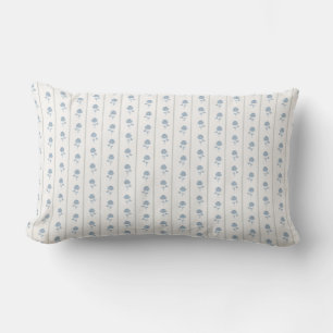 Blue Rose Sage Stripe Watercolor Pattern Lumbar Pillow