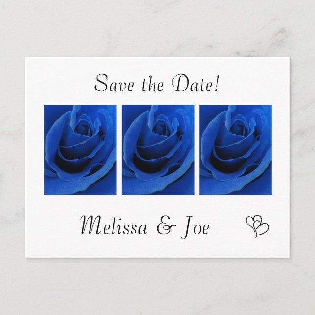 Blue Rose Save the Date Postcards (Front)