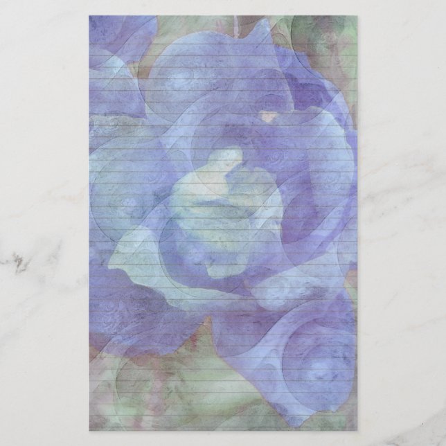 Blue Rose stationery - optional lines (Front)