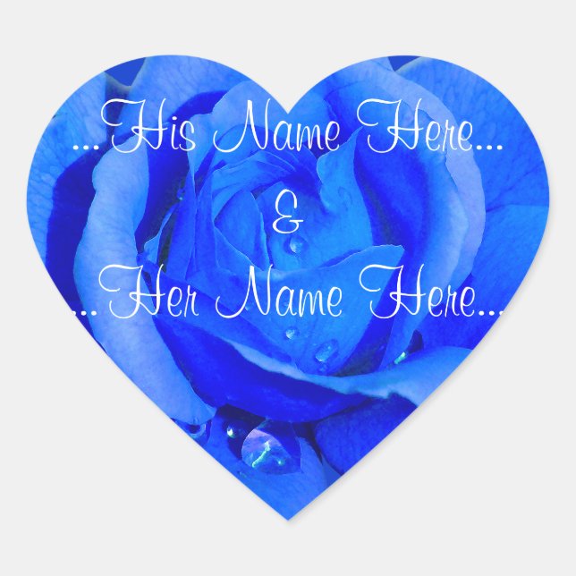 Blue Rose Stickers Romantic Rose Wedding Stickers (Front)