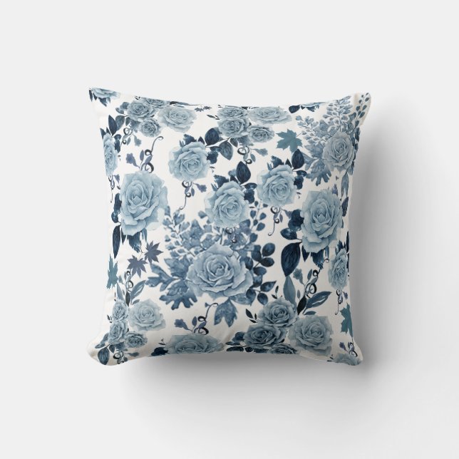 Blue rose throw pillow (Front)