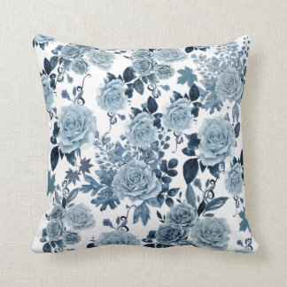 Blue rose throw pillow