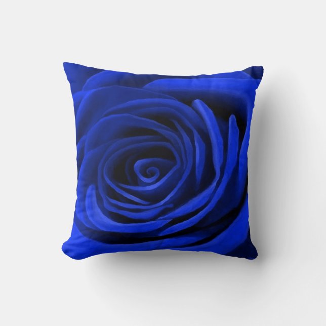 Blue Rose Throw Pillow (Front)