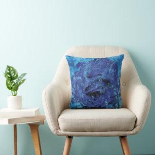 Blue Rose Throw Pillow