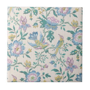 Blue Rose Vine Floral Birds,Vintage Pattern Tile