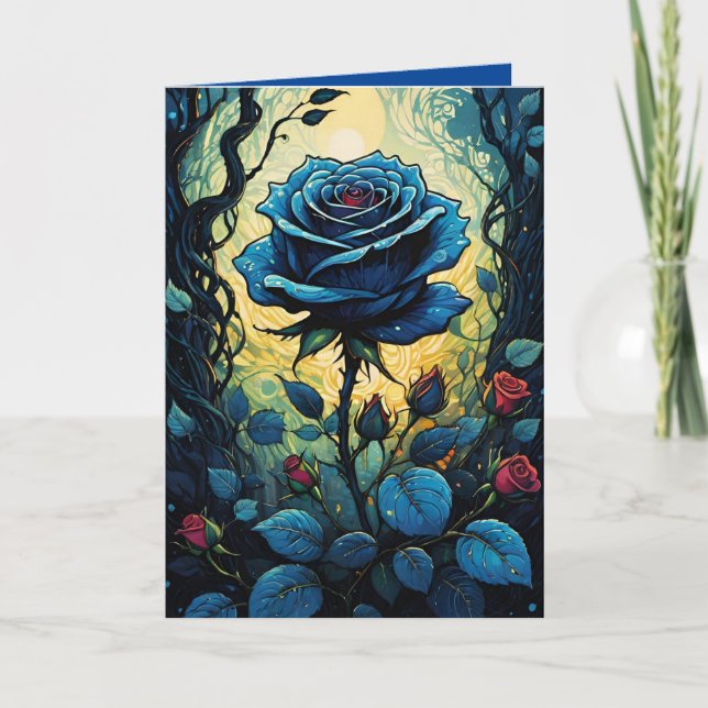 Blue Rose Vines 1 Card (Front)