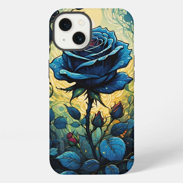 Blue Rose Vines 1   iPhone Case (Back)