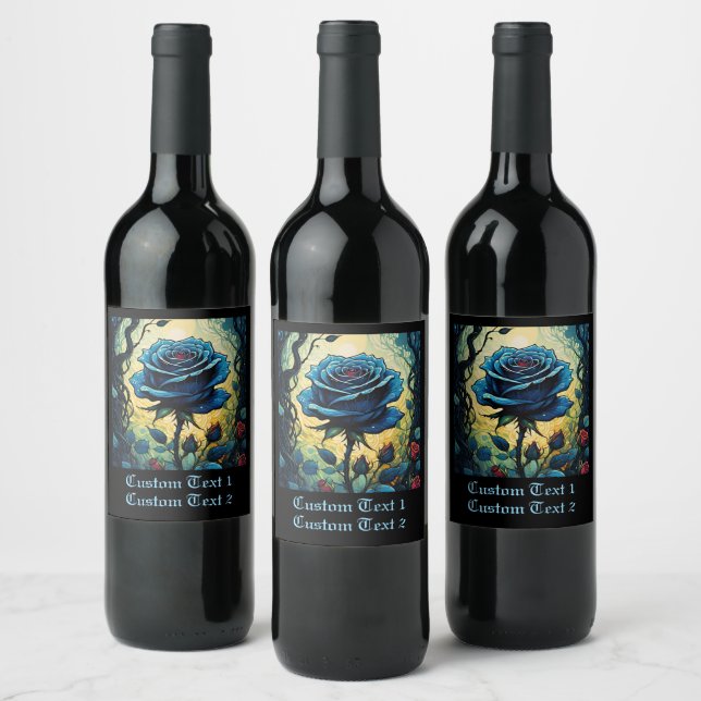 Blue Rose Vines 1 Wine Label (Bottles)