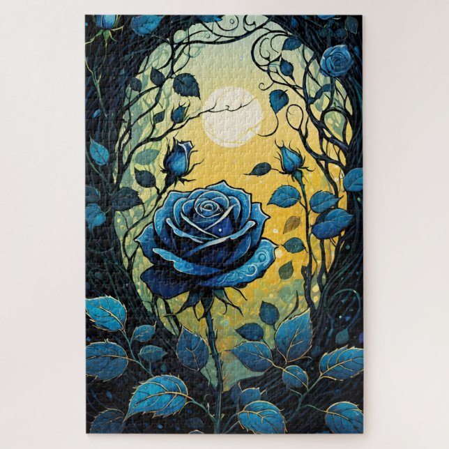 Blue Rose Vines 2 Jigsaw Puzzle (Vertical)