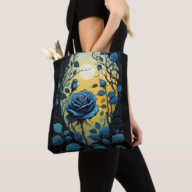 Blue Rose Vines 2 Tote Bag (Close Up)