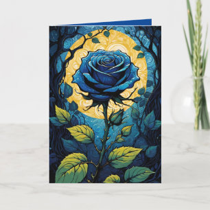 Blue Rose Vines 3 Card