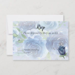 Blue Rose Watercolor RSVP Card