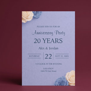 Blue Rose Wedding Anniversary Invitation