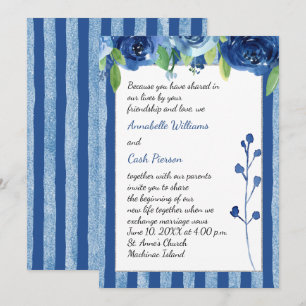 Blue Rose Wedding Invitation