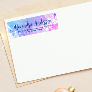 Blue Rose Winter Snowflakes Étiquette de script mo